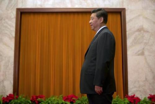 China's President Xi waits to greet Cuba's First Vice President of the Council of State Diaz-Canel in Beijing